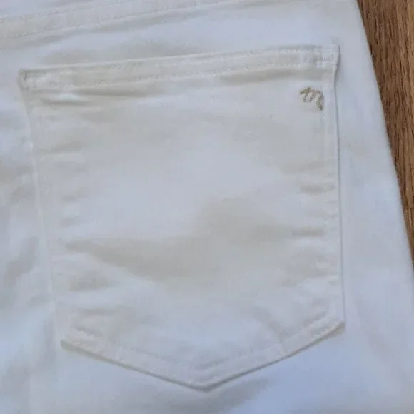 Madewell Distress White Skinny Button Fly Jeans with Raw Hem - Size 25 - Picture 16 of 16
